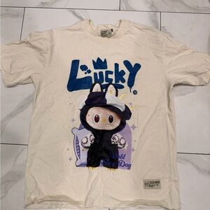 Lucky Brand Cream Tee with Blue Logo and Character Plush Graphic